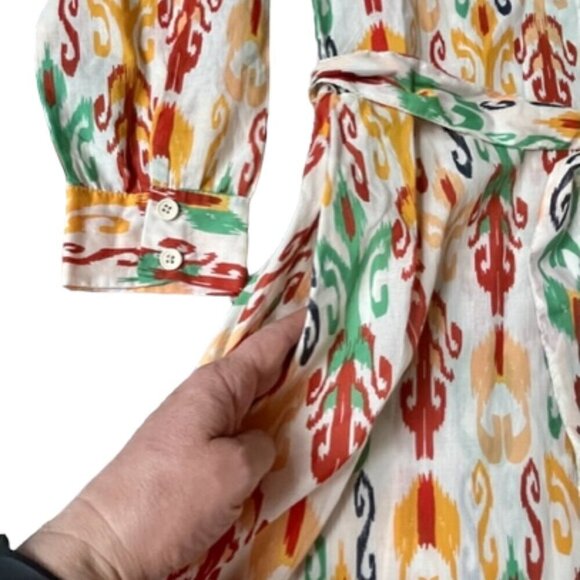 ZARA NWT The Melinda Midi Oyster White Printed Shirt Dress With Belt Size Small - Picture 14 of 15